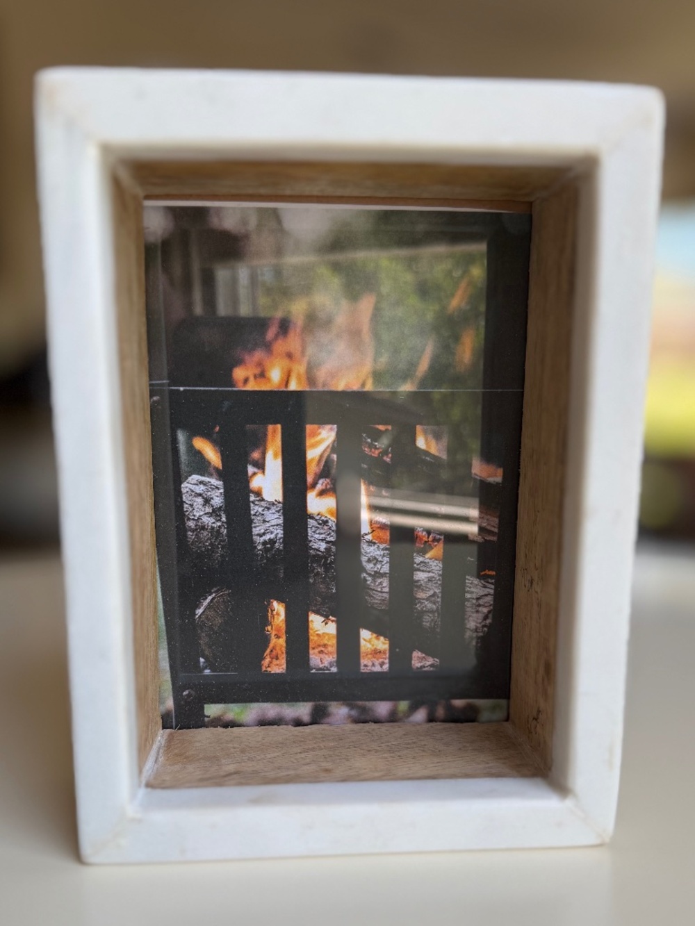 Mud Pie Wood and Marble Shadow Box Block Picture Frame 5x7 Modern Farmhouse